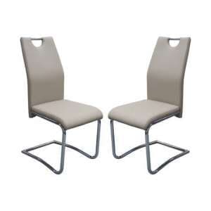 Capella Khaki Faux Leather Dining Chairs In Pair - UK