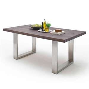 Capello 220cm Weathered Oak Dining Table Stainless Steel Legs - UK
