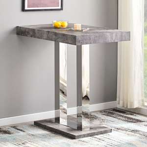 Caprice Rectangular Wooden Bar Table In Concrete Effect - UK