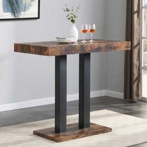 Caprice Wooden Bar Table In Rustic Oak - UK