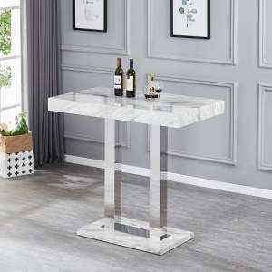 Caprice High Gloss Bar Table In Magnesia Marble Effect - UK