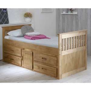 Captains Storage Bed In Waxed Pine With 4 Drawers And 1 Door - UK