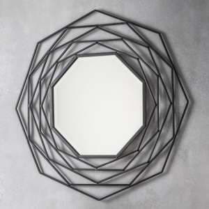Cargan Metallic Wall Bedroom Mirror In Black Frame - UK