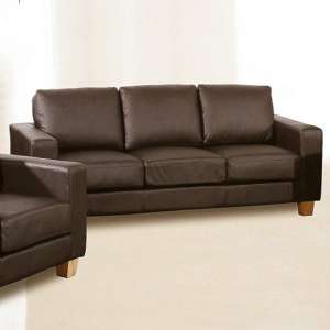 Caridad PU Leather 3 Seater Sofa In Brown - UK