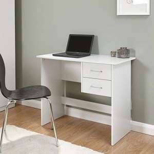 Probus Wooden Laptop Desk In White With 2 Drawers - UK