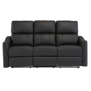 Carlton Faux Leather Electric Recliner 3 Seater Sofa In Black - UK