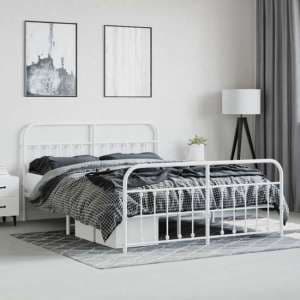 Carmel Metal Super King Size Bed In White - UK