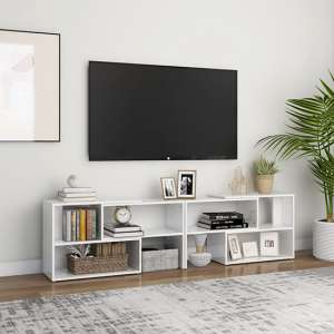 Carolus High Gloss TV Stand With Shelves In White - UK