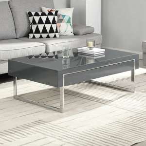 Casa High Gloss Coffee Table With 1 Drawer In Grey - UK