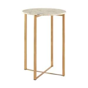 Casa Round White Marble Side Table With Gold Metal Frame - UK