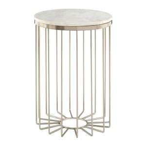Casa Round White Marble Side Table With Silver Metal Frame - UK
