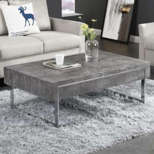 Casa Wooden Coffee Table With 1 Drawer In Concrete Effect - UK