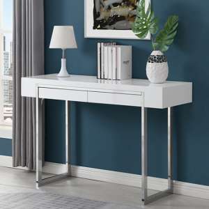 Casa High Gloss Console Table With 2 Drawers In White - UK