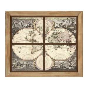Cascade Map Painting Wooden Wall Art In Natural Frame - UK