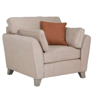 Castro Fabric 1 Seater Sofa In Biscuit With Cushions - UK