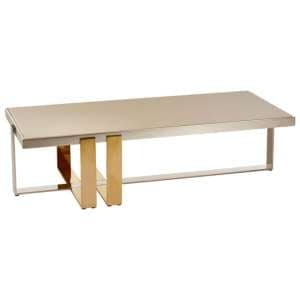 Cervantes Frosted Glass Top Coffee Table With Gold Metal Base - UK