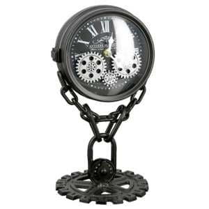 Chain Glass Table Clock With Black And Silver Metal Frame - UK