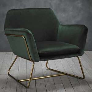 Charlies Velvet Armchair With Gold Frame In Racing Green - UK