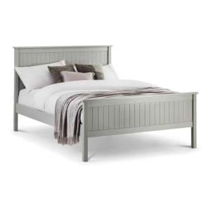 Madge Wooden Double Bed In Dove Grey Lacquered - UK
