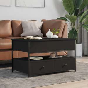Chester Wooden Coffee Table Large With 2 Drawers In Black - UK