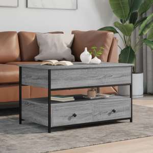 Chester Wooden Coffee Table Large With 2 Drawers In Grey Sonoma - UK