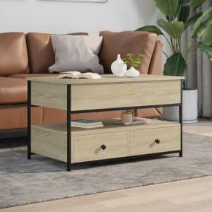 Chester Wooden Coffee Table Large With 2 Drawers In Sonoma Oak - UK