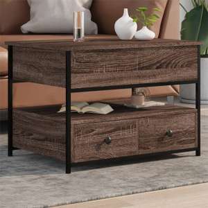 Chester Wooden Coffee Table Small With 2 Drawers In Brown Oak - UK