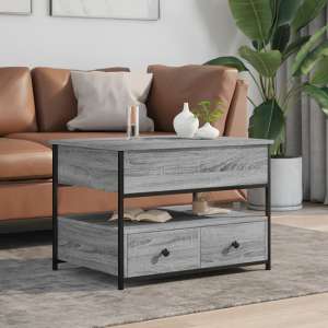 Chester Wooden Coffee Table Small With 2 Drawers In Grey Sonoma - UK