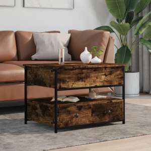 Chester Wooden Coffee Table Small With 2 Drawers In Smoked Oak - UK