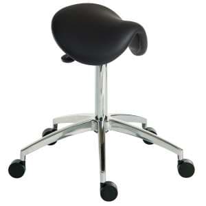 Clack Contemporary Stool In Black PU With Castors - UK