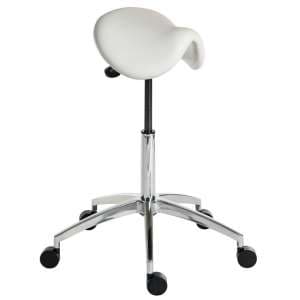 Clack Contemporary Stool In White PU With Castors - UK