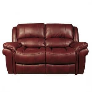 Claton Recliner 2 Seater Sofa In Burgundy Faux Leather - UK