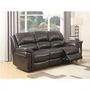 Claton Recliner 3 Seater Sofa In Brown Faux Leather - UK