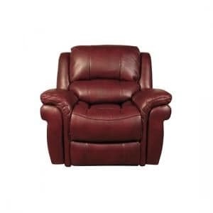 Claton Recliner Sofa Chair In Burgundy Faux Leather - UK