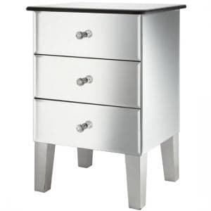 Solitaire Mirrored Bedside Cabinet With 3 Drawers - UK