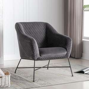 Cleo Fabric Accent Chair In Cinder With Black Metal Legs - UK