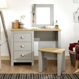 Loftus Wooden Dressing Table Set In Grey And Oak - UK