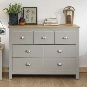 Loftus Wooden Chest Of Drawers Wide In Grey And Oak - UK