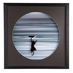 Climbing Cat Picture Glass Wall Art In White Wooden Frame - UK