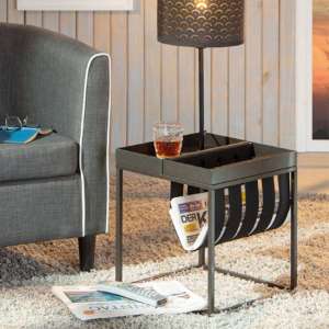 Club NY Magazine Metal Side Table In Anthracite - UK