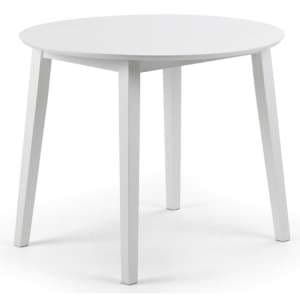 Calista Round Drop-Leaf Wooden Dining Table In White - UK