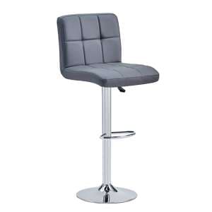 Coco Faux Leather Bar Stool In Grey With Chrome Base - UK