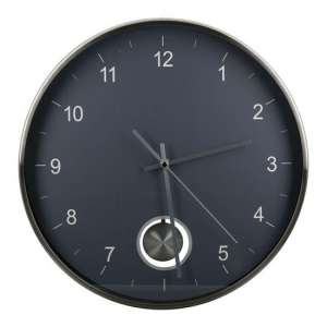 Comb Glass Wall Clock With Dark Grey And Silver Metal Frame - UK