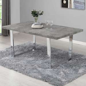 Constable Rectangular Wooden Dining Table In Concrete Effect - UK