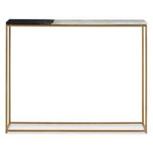 Cordue Black And White Marble Top Console Table With Gold Frame - UK