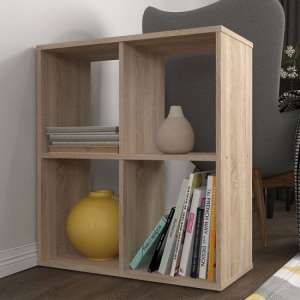 Corfu Wooden Shelving Unit In Oak With 4 Compartments - UK