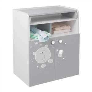 Corfu Teddy Storage Cupboard With Changing Top In White Grey - UK