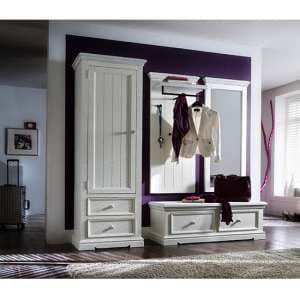 Corrin Wooden Hallway Furniture Set 2 In White - UK