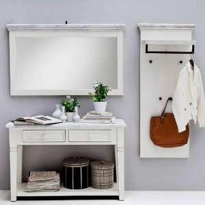 Corrin Wooden Hallway Furniture Set In White - UK