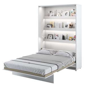 Cortez High Gloss Double Bed Wall Vertical In White With LED - UK